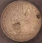 1855  Seated Liberty Half Dollar -FRESH FROM AN OLD COLLECTION- HOLE - LOT CC-72