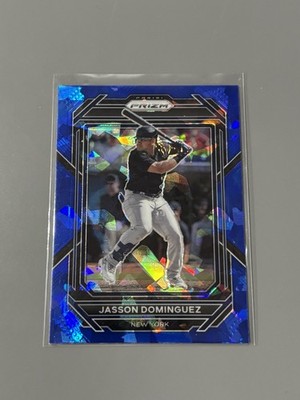 2023 Panini Prizm Blue Cracked Ice Jasson Dominguez #135 New York Yankees