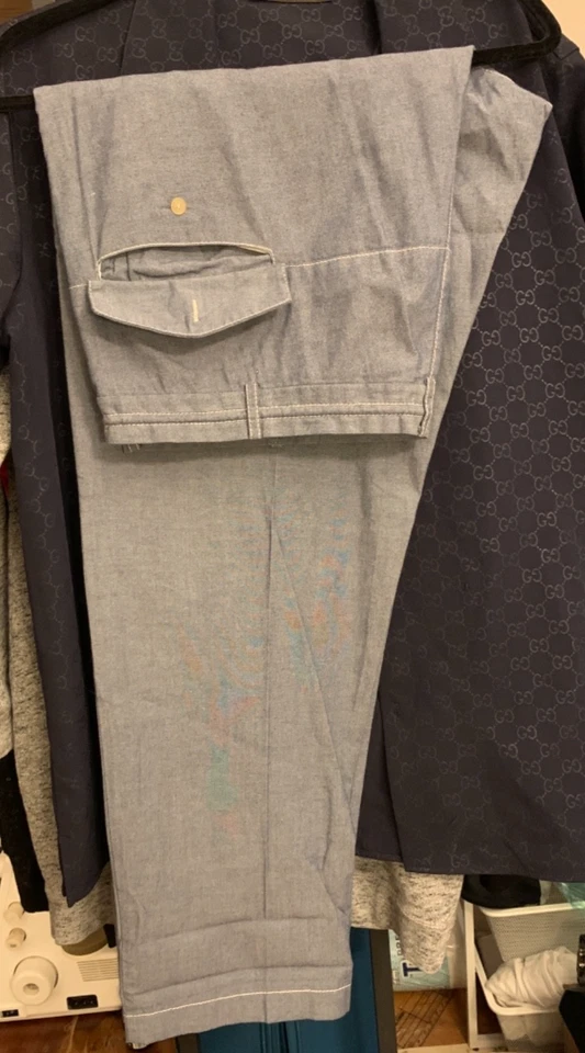 adidas Yohji Yamamoto Y-3 Chambray Athleisure Golf Zippered Trousers - Size XL - Image 2 of 4