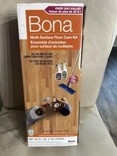 Bona Multi-Surface Floor Care Kit Microfiber Mop & Cleaners, Residue-Free, Blue