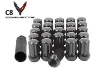 2020-2026 Corvette C8 Stingray Z51 Gloss Black 7 Spline Lug Nuts 2027