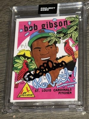 Bob Gibson HOF Signed Topps Project 2020 1959 Topps by Ermsy #84 Auto (JSA COA)