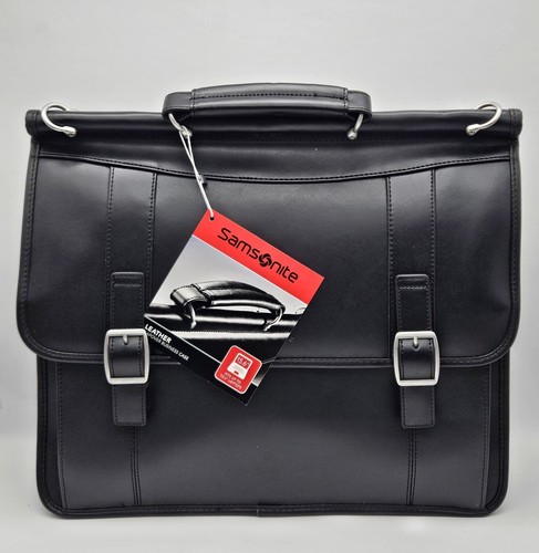 Samsonite Leather Flapover Business Case Travel Shoulder Messenger Carry-on New