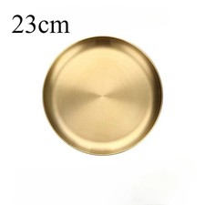 Gold Stainless Steel Plates Set - Round Serving Dishes for Dinner/Party/Kitchen