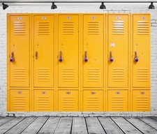 7x5ft Fabric Yellow Lockers Backdrop School G...