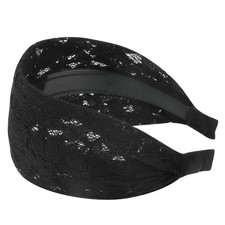 Black Lace Headband for Women, Boho Wide Headbands Thick Headbands with Teeth,