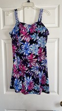 Swimsuits For All Floral Swimdress Black Floral Swimsuit Plus Size 18 EUC