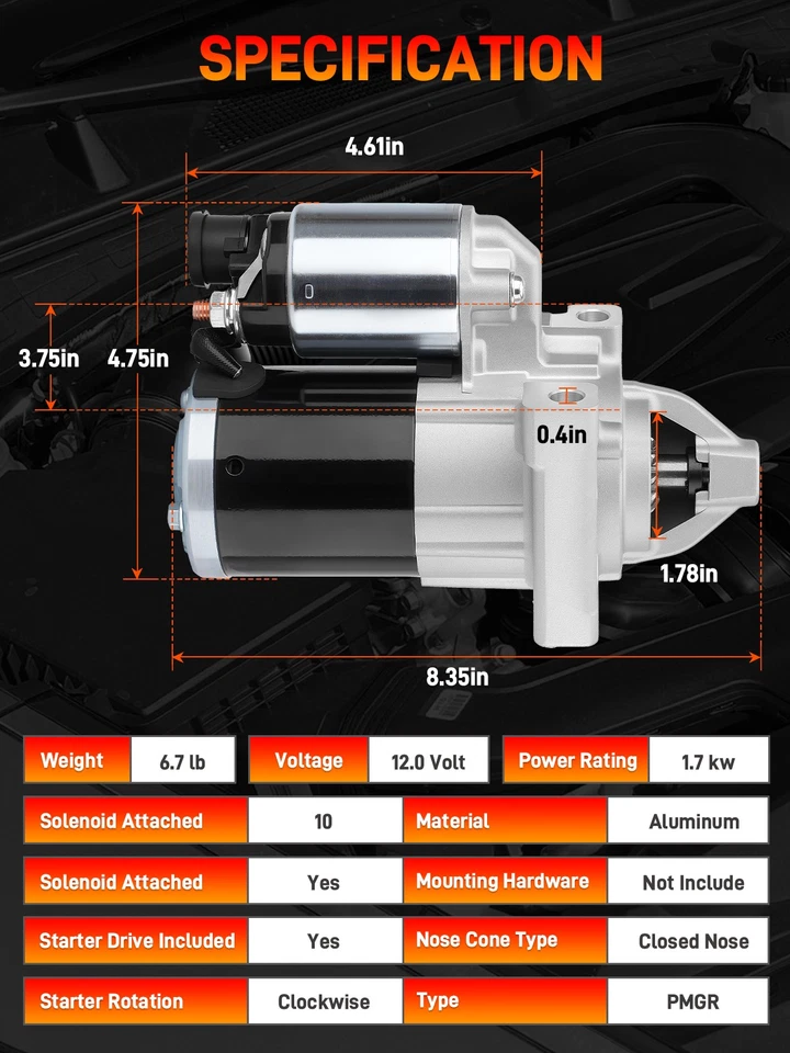 Motor De Arranque 10910 para Silverado GMC Sierra 4.3L 5.3L 6.2L 2014-2020 12645040 Foto 4 de 4
