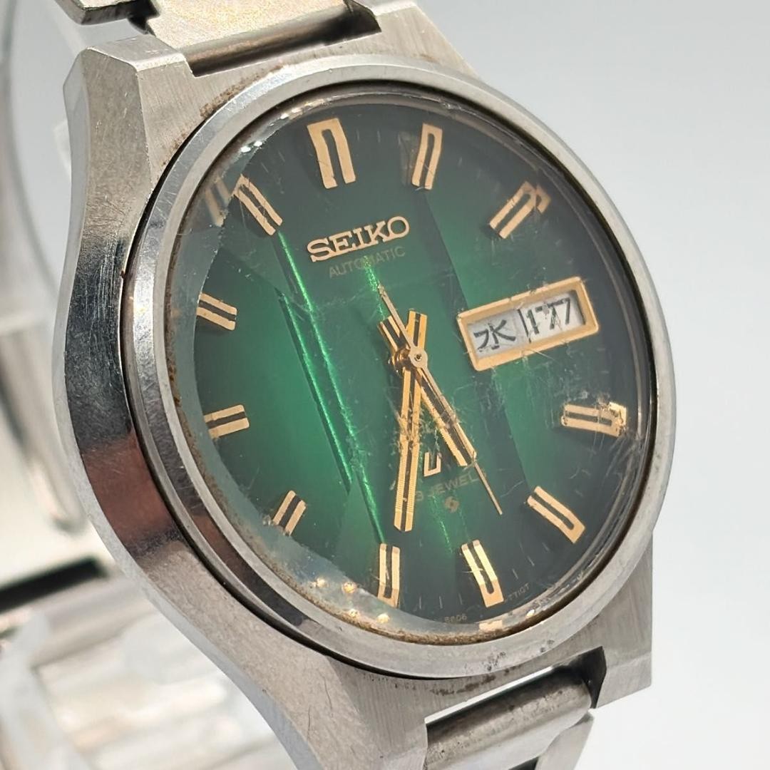 SEIKO LORDMATIC 5606-7370 グリーン文字盤 Seiko Lord Matic Automatic Watch 5606-7350 Green Dial Wrist 17cm