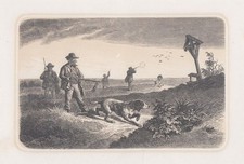 Orig. Incisione su legno: cani da caccia.