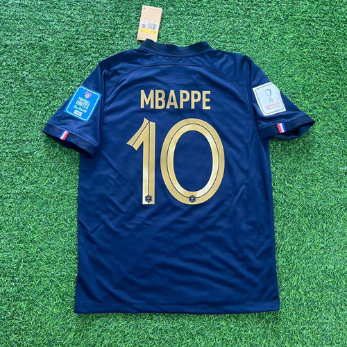 Mbappe 10 France Jersey 2022 Blue Size L Retro Football Home SS