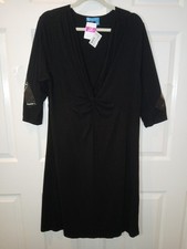 NWT FRESH PRODUCE Black Jersey Style Dress V-Neck FLATTERING 3/4 Sleeves XXL