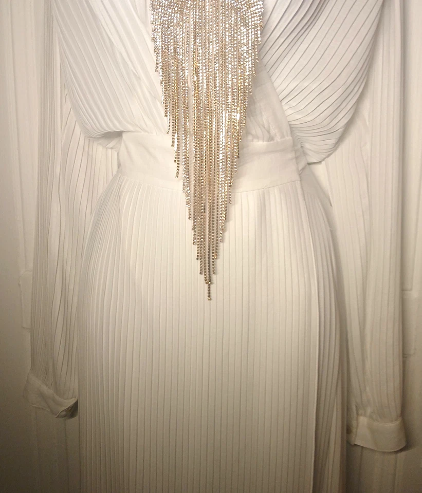 HERMOSO VESTIDO PLISADO BLANCO DIANE VON FURSTENBERG TALLA 6 S GUCCI VERSACE Foto 3 de 4