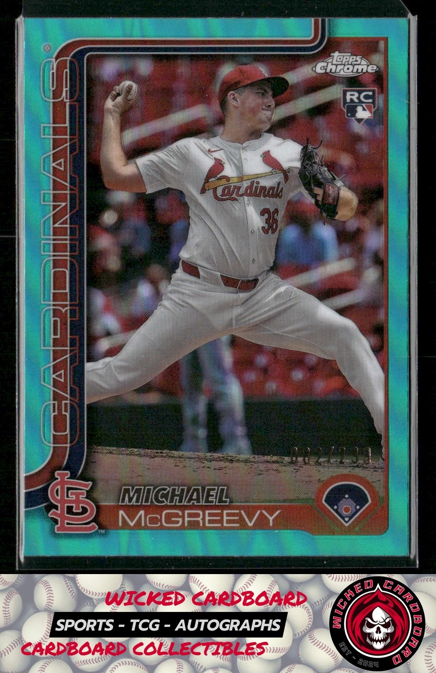 Michael McGreevy 2025 Topps Chrome Teal Refractors #29 /299 St. Louis Cardinals