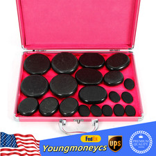 20pcs/set Massage Stones Hot SPA Rocks Basalt Stone Heater w/ Warming Box NEW