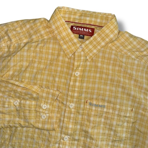 Simms Long Sleeve Button Up Morada Fishing Shirt Men’s XL Yellow Plaid - Picture 2 of 7