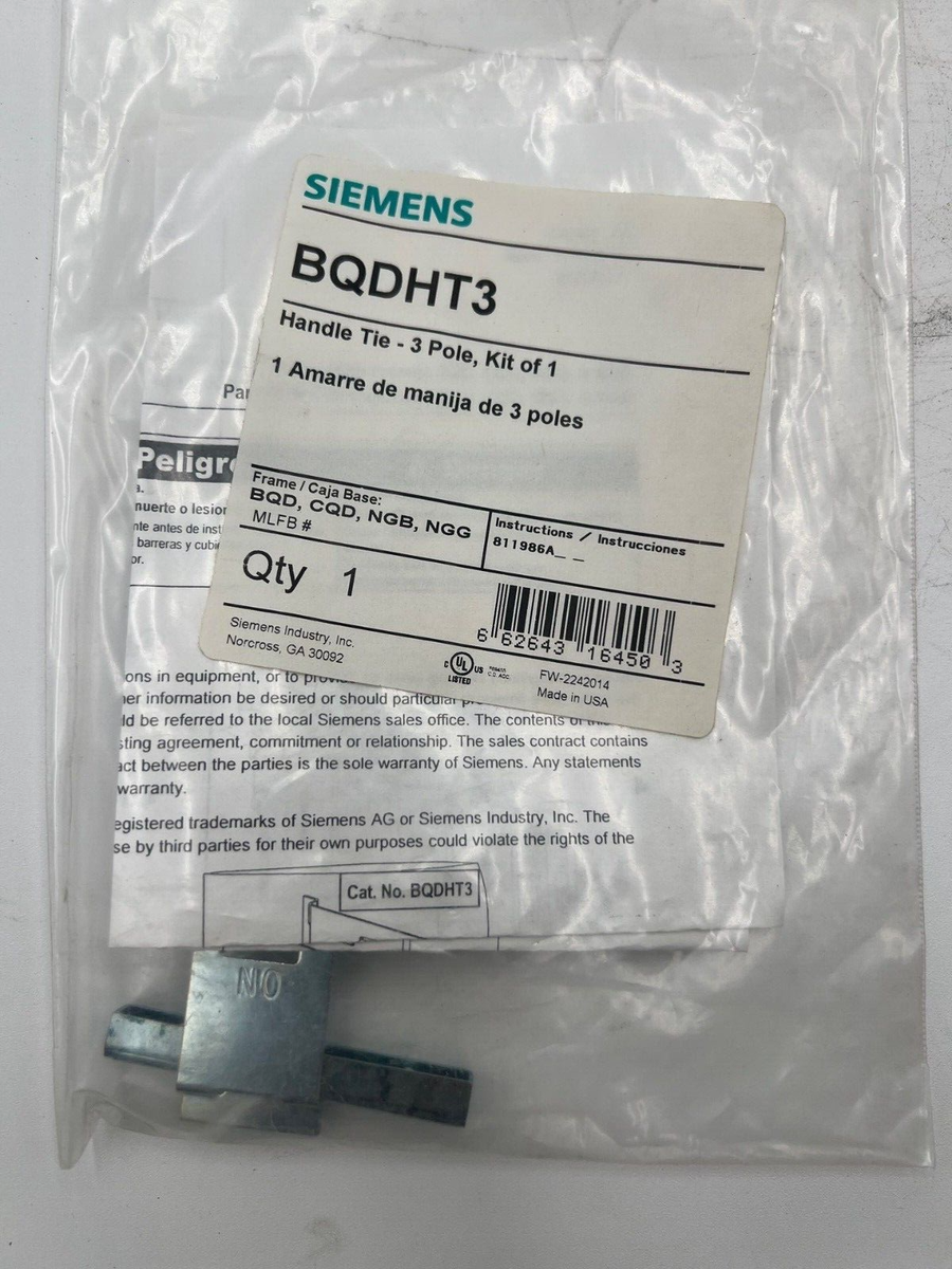 Siemens BQDHT3 Handle Tie Kit 3 Pole For BQD CQD NGB NGG Breakers