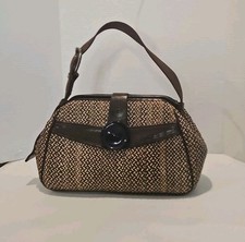 Borsa a tracolla donna originale Marni usata marrone multicolore pelle paglia