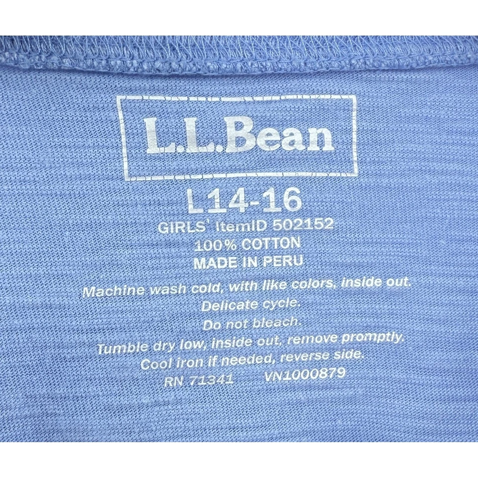 L.L.Bean Girl's Long Sleeve Graphic Tee Shirt Size L (14-16) Cotton Peru See Pic - Image 3 of 4