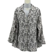 Joie - 100% Linen - Floral Button Front Blouse Top XL – NWT - Boho, Cottagecore