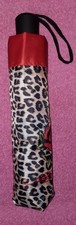 Ed Hardy Rose Butterfly Tattoo Cheetah Print Womens Umbrella Auto Up/Down      