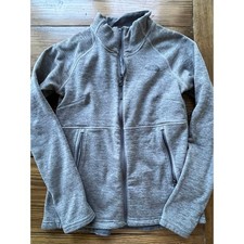 The North Face Womens Grey Heather Full Zip Fleece Jacket Mock Neck Size Medium