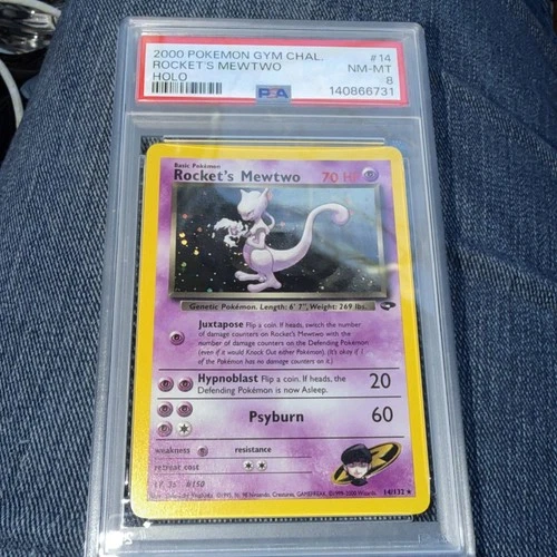 Pokemon Rocket's Mewtwo Gym Challenge Unlimited Holo Rare #14 PSA 8 New Cert