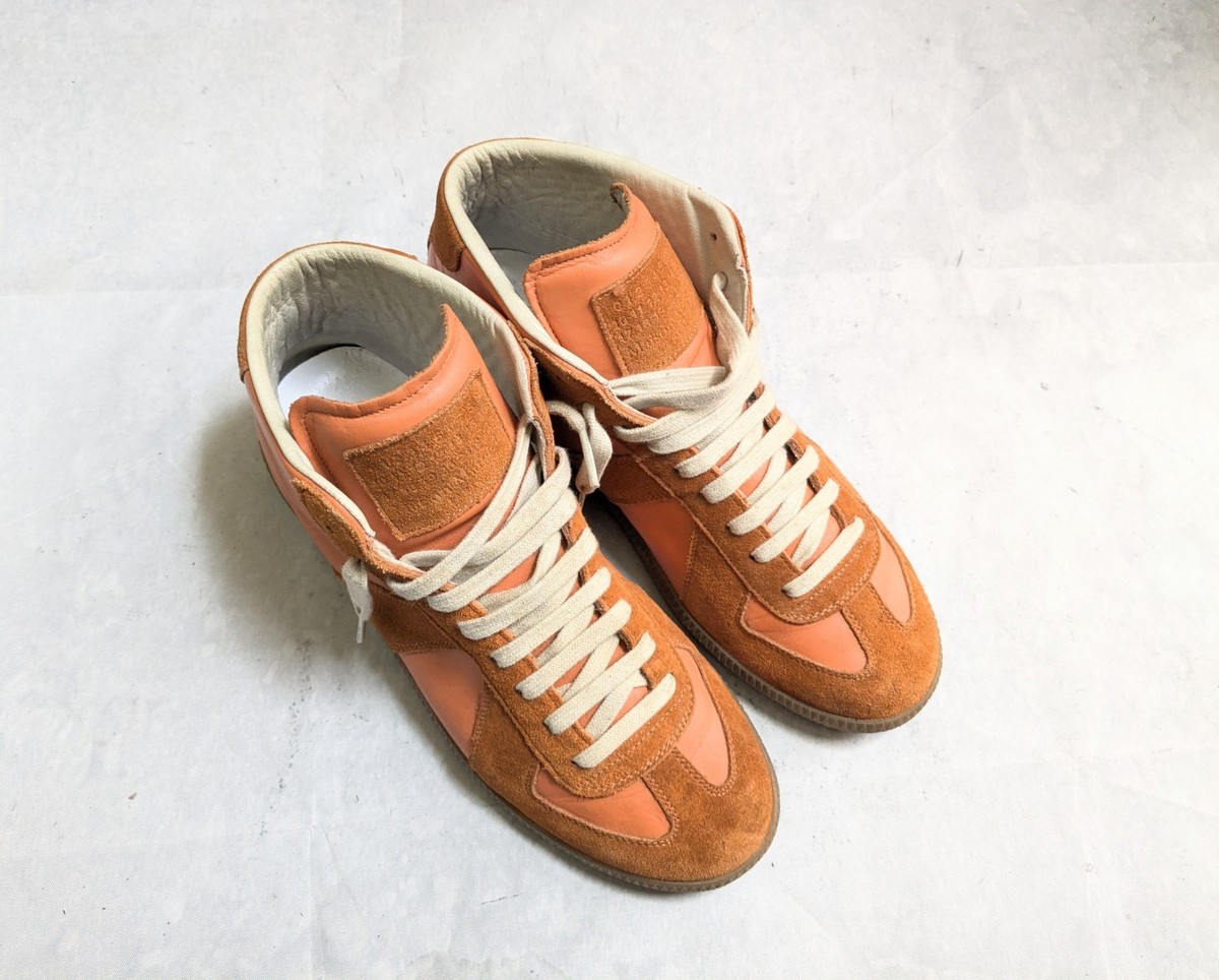 Maison Margiela GAT Sneakers Orange Men 8 41 Suede Leather High