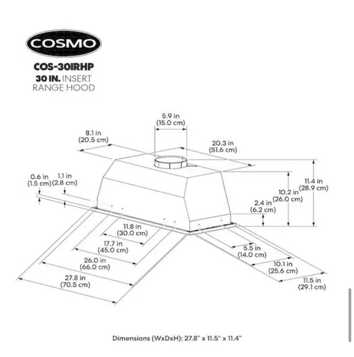 30 In Lumin Collection 380 CFM Ducted Insert Range Hood Exhaust Fan COS-301RHP - Picture 3 of 13