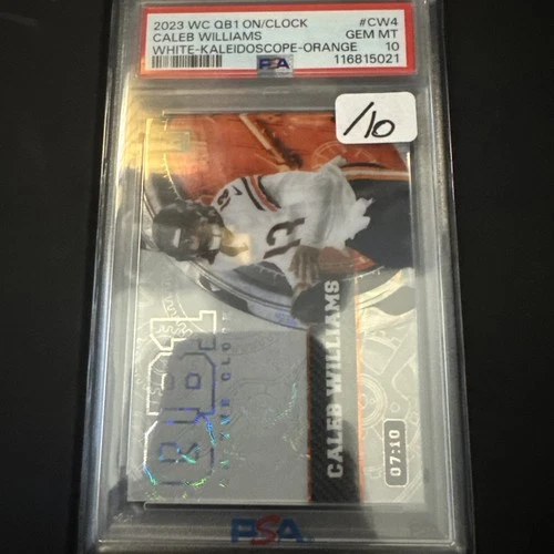 2023 WILD CARD QB1 ON THE CLOCK CALEB WILLIAMS WHITE KALEIDOSCOPE FOIL ORANGE