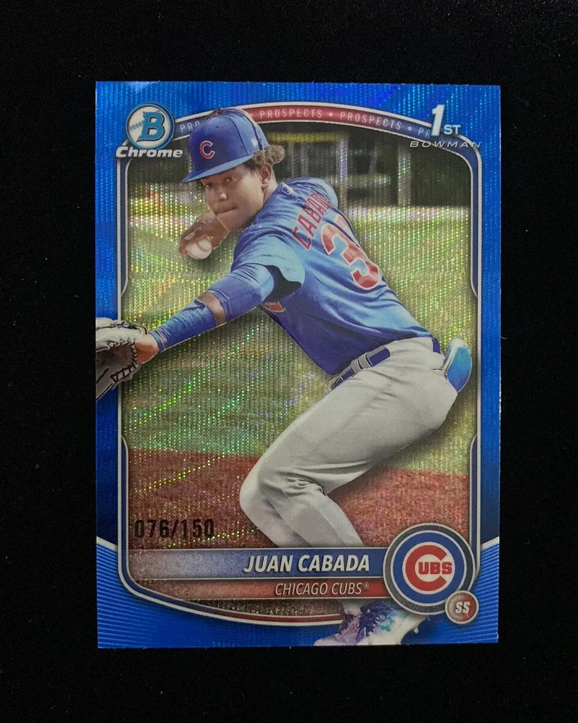 2025 Topps Bowman Chrome 1st Blue Wave #BCP-207 Juan Cabada 76/150 Cubs OC19