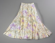 Vintage 80s Ann Taylor Yellow Floral Lined Button Up Skirt Women  s Size 6