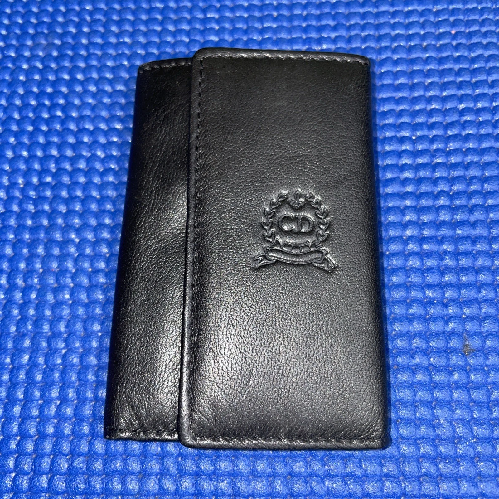 Christian Dior vintage 6 porte clés cuir noir triple pli