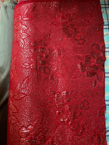 Red Floral Matelasse Jacquard Dress Fabrics Silk Cotton Damask 3.0 meter - Picture 9 of 16