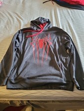 Spiderman Gray Longsleeve Spider Man Hoodie On Marvel Tag Size Large Polyester