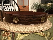 AndWest 12 Gauge Gold Concho Belt 32 Waist Brown Genuine Leather 1 1/2  Wide EUC