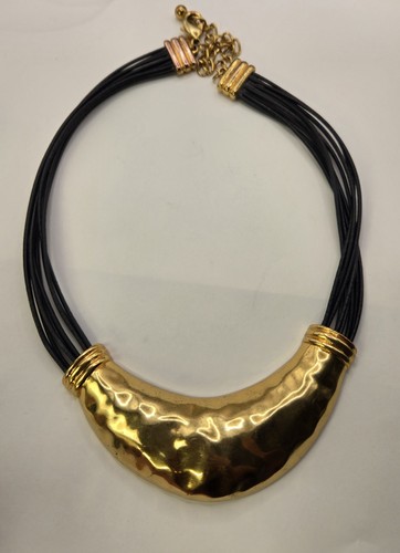 Collar Gargantilla Chico's Martillado Tono Dorado Multistrand 9 Hilos Distintivo - Imagen 3 de 11