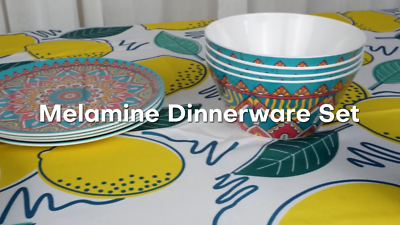 16PCS MELAMINE DINNER SET MOTORHOME CARAVAN OUTDOOR CAMPING PICNIC