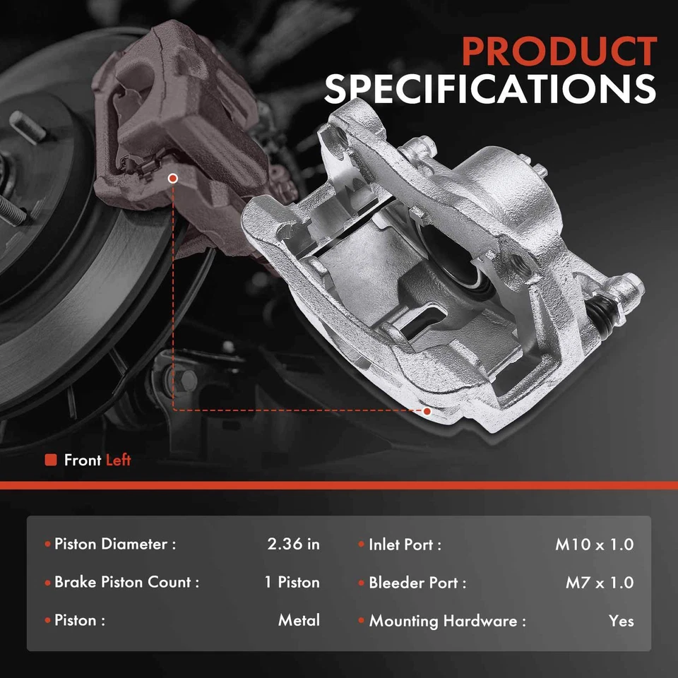 Pinza de freno de disco con soporte para Nissan Rogue 2008-2013 Rogue Select delantera izquierda Foto 2 de 4