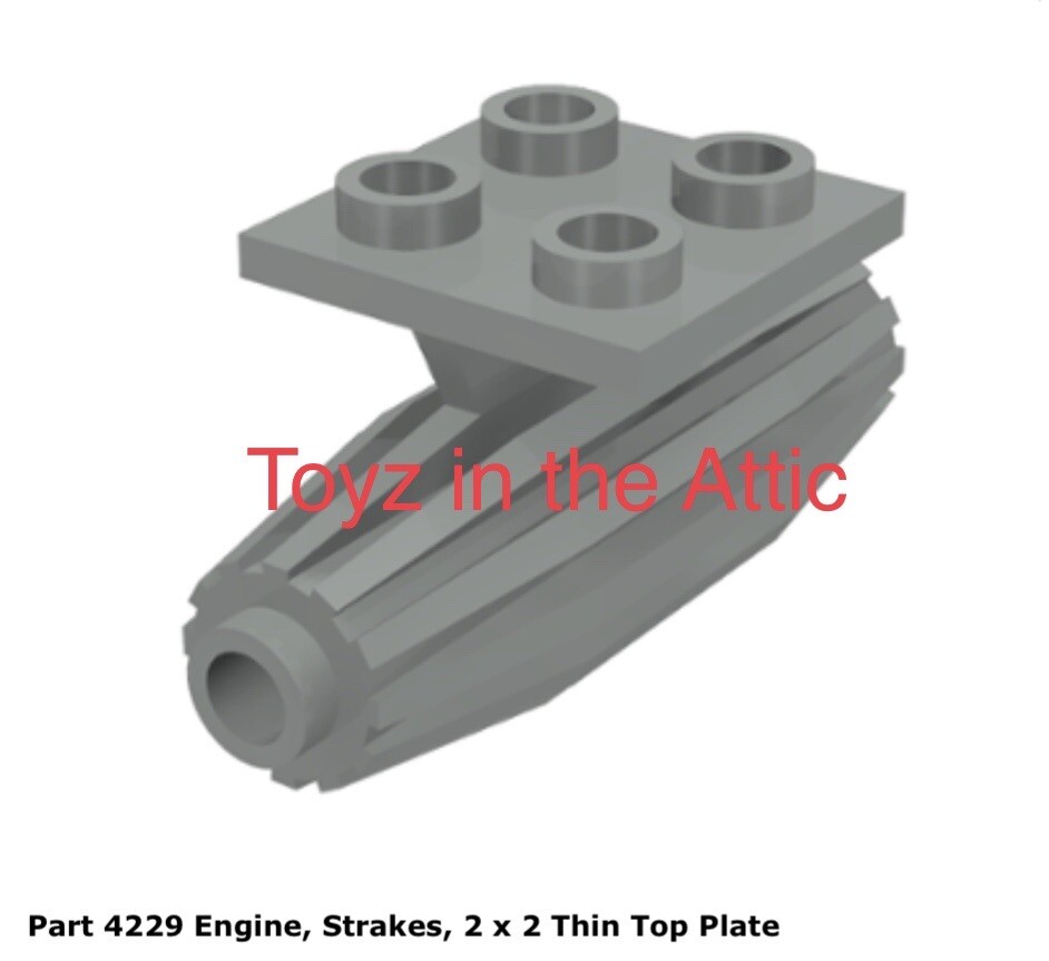 Lego 1x 4229 Light Gray Engine, Strakes, 2 x 2 Thin Top Plate 6951