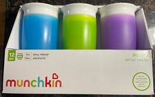 Munchkin Miracle 360  Spill-Proof Sippy Cups 3 Pack 10oz Blue Green Purple
