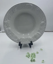 Over and Back White Pasta Large Serving Bowl 13.5" Embossed Vegetables Italy