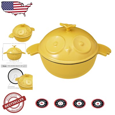 Owl Design Enameled Dutch Oven with Lid - 3 Qt for Baking & Festive Tables