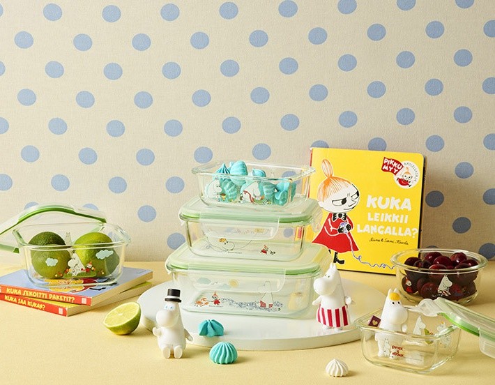 [MOOMIN X PYREX ] PYREX MOOMIN SQUARE 5pcs SET / 310ml 2p + 510ml 2p ...