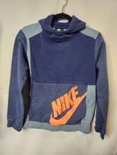 Nike Hoodie Size XL Youth Swoosh Logo Pullover Hooded Sweatshirt Blue Orange Boy