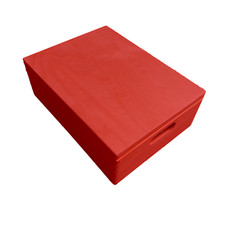 LARGE WOODEN BOX / TOY BOX 40x30x13.5cm WITH HANDLES IN RED COLOR