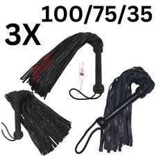 Genuine Flogger 100/75/35 Tails Black Cow Hide Thick Leather Soft Tassel