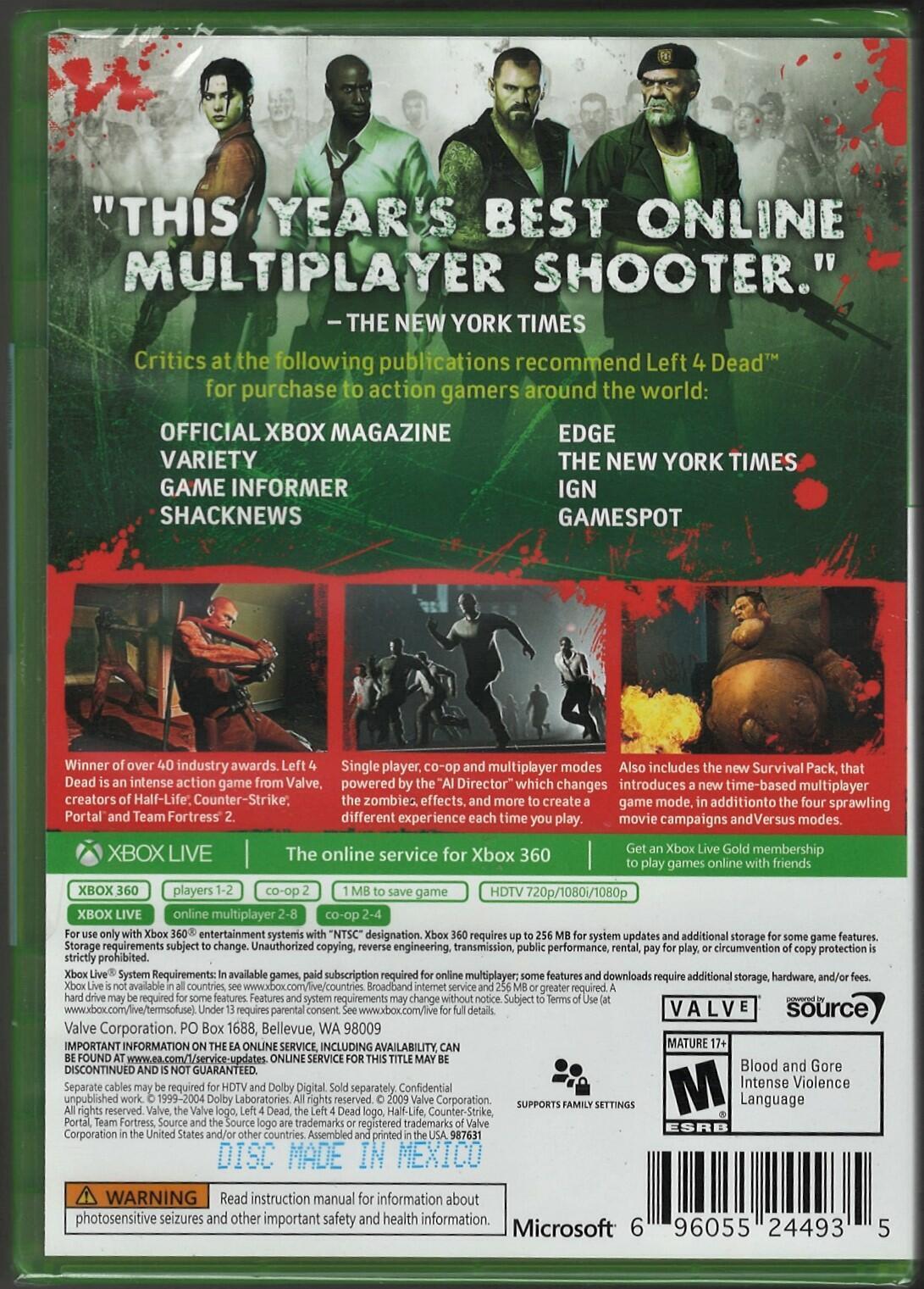 Jogo Left 4 Dead Game Of The Year Xbox 360 Midia Fisica