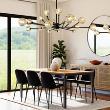 18-Light Modern Crystal Chandelier LED Sputnik Pendant Fixture Ceiling Lighting