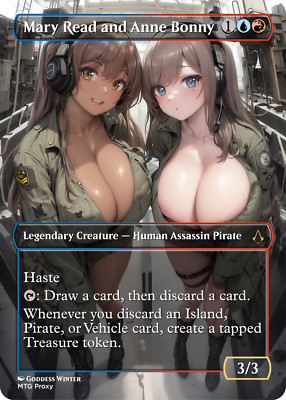 MTG - Mary Read and Anne B - Fanart Borderless Style Card For EDH and Playtest